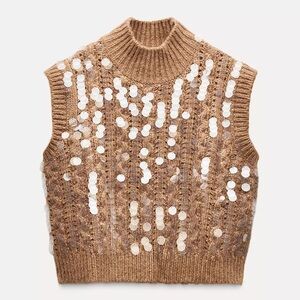 Zara Sequin Embellished Sleeveless Sweater
